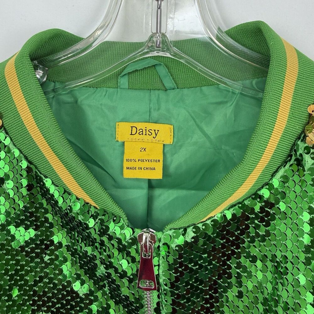 Daisy Green And Gold Sequin Jacket Size 2X - Picture 10 of 15